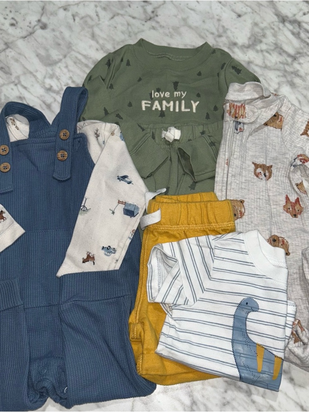 Carter's baby boy outfit set lot bundle overalls onesie